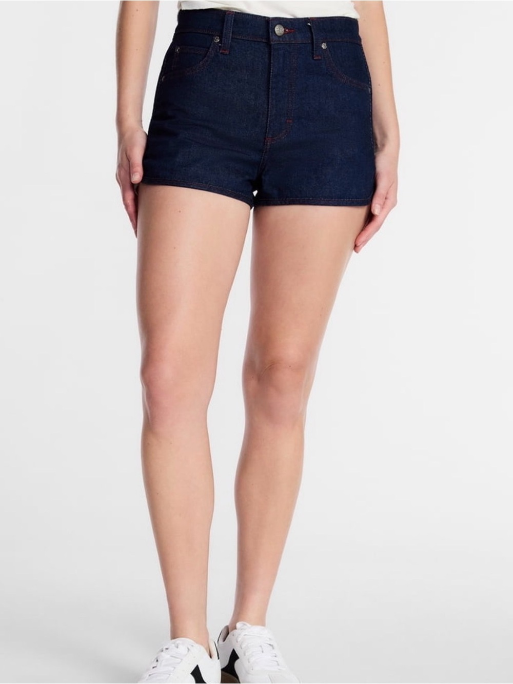 NWT- 6 LEE Dark Indigo Denim High-Rise Shorts RED ACCENT LABEL
